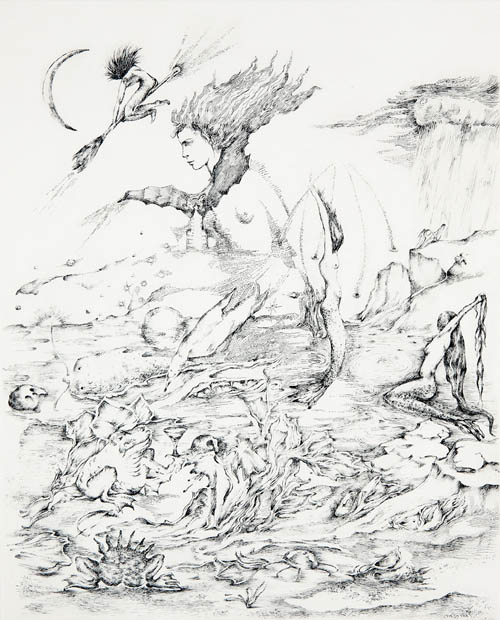 Nino Japaridze - The Master and Margarita - Tu es libre! Libre! Il t'attend! (You are Free!  He Waits For You!) - 2012 etching